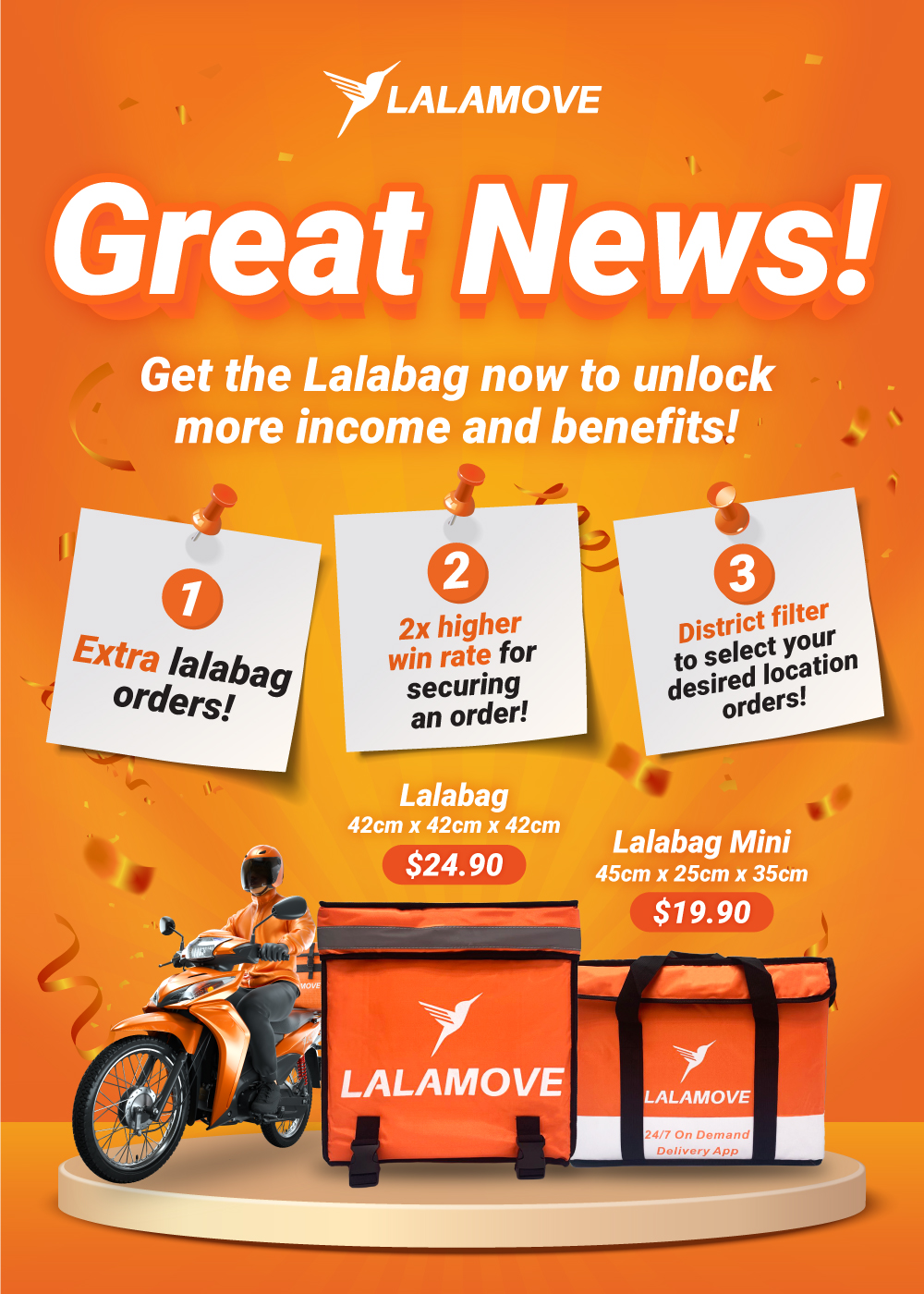 Lalamove thermal bag / insulated bag for riders, Motorbikes on Carousell